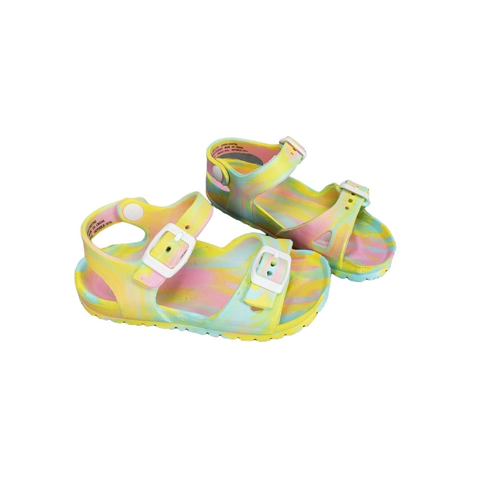 Bobbie brooks girls tie dyed rainbow sandal shoes size small 11/12